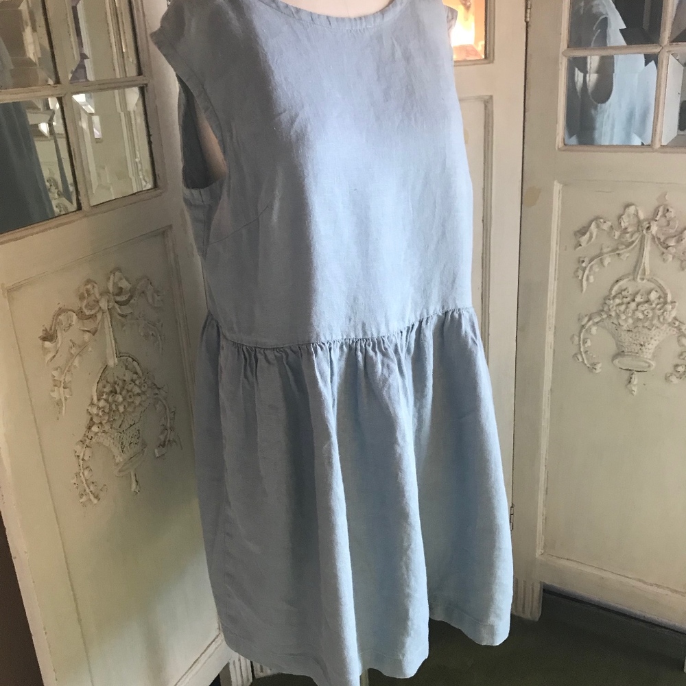 Sky blue linen dress